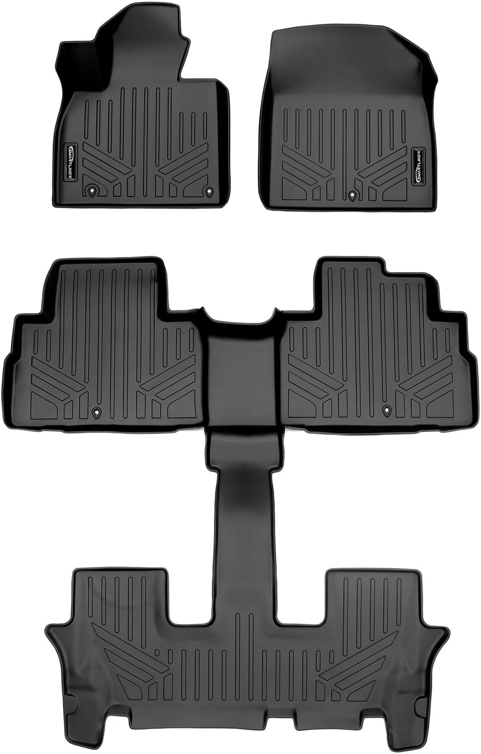 SMARTLINER All Weather Custom Fit 3 Row Floor Mat Liner Set Compatible with 2020-2025 Kia Telluride