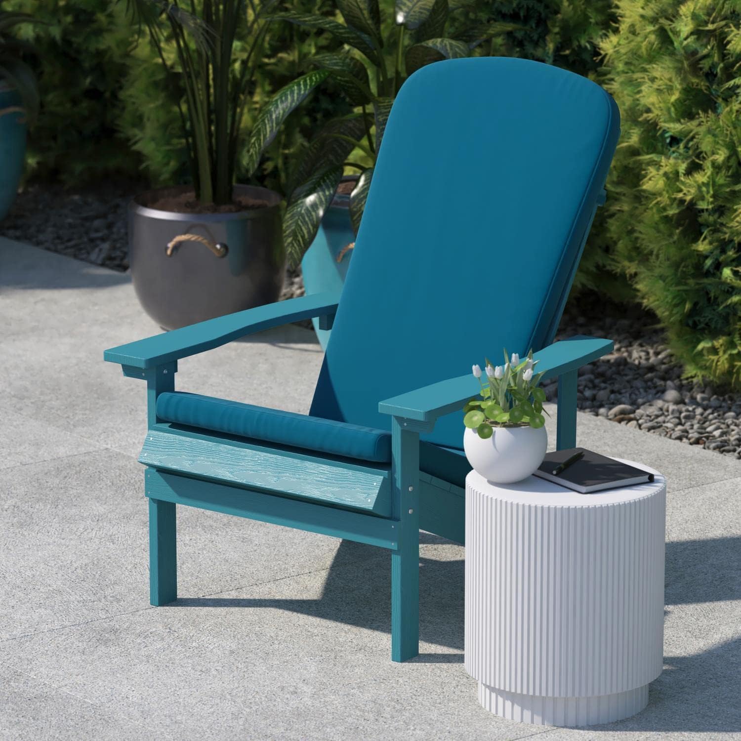 Flash Furniture Charlestown Set of 2 Adirondack Chair Cushions - Teal Fabric Cushions - 2' Thick Padding - Indoor/Outdoor - Patio Chair Replacement Cushions