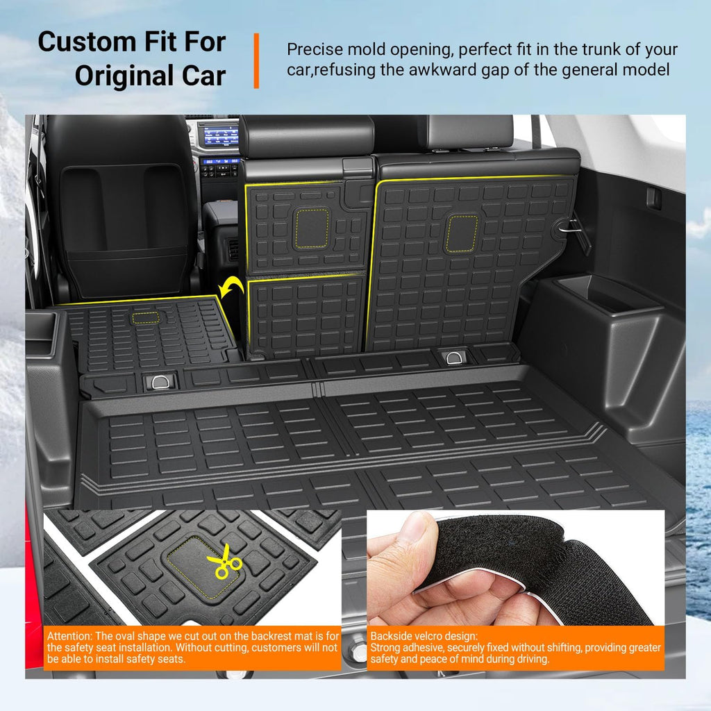 powoq Floor Mats Compatible with 13-24 Toyota 4Runner Cargo Mat Floor Liner TPE Replacement for 2013-2024 Toyota 4Runner Accessories (Fit W/O Sliding Tray, Trunk Mat+Backrest Mat+Floor Mat)