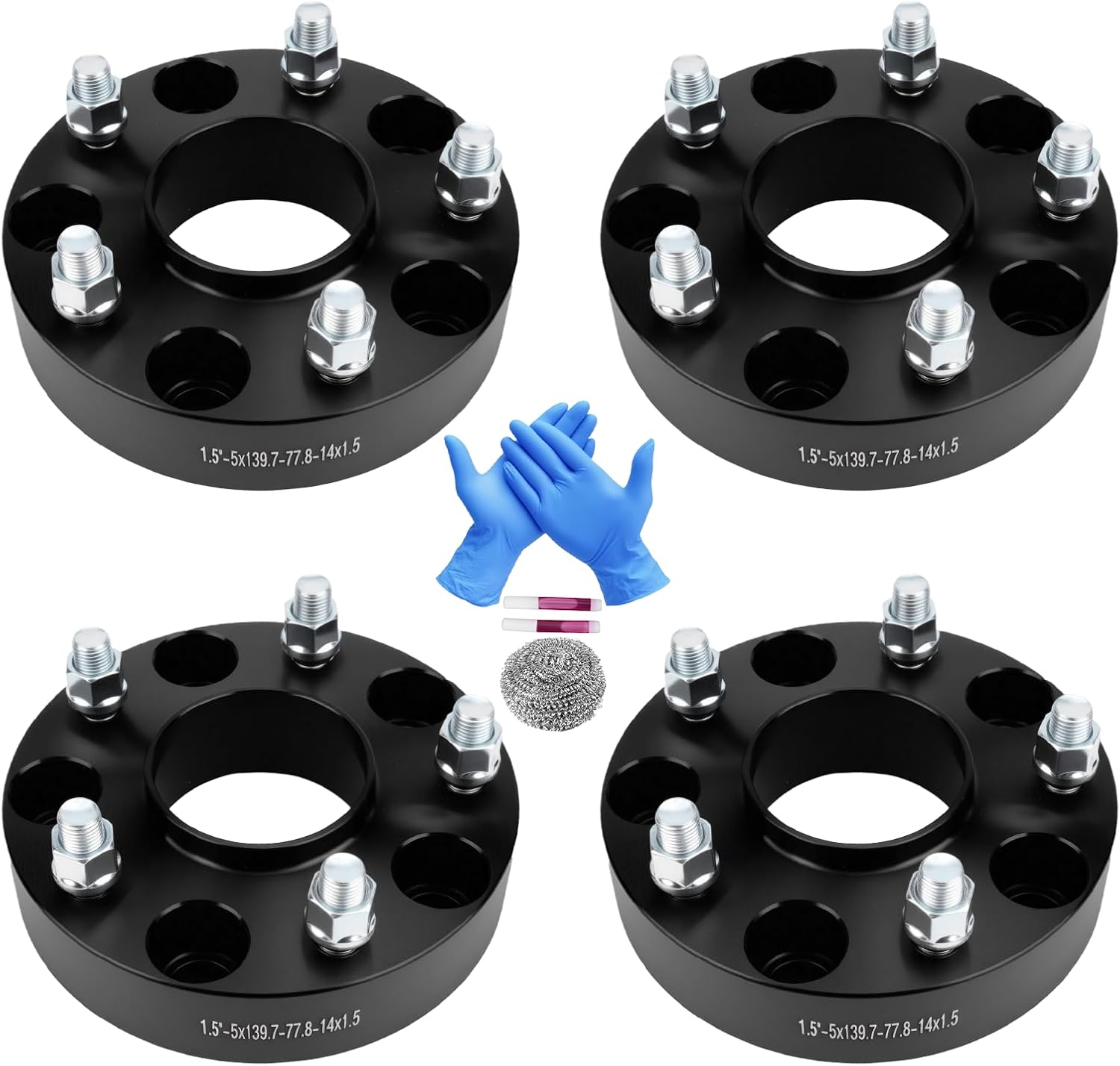 5x5.5 Wheel Spacers 1.5 inch (5x139.7mm) PCD 77.8mm Hub Bore M14x1.5 Studs Aluminum CNC Wheel Adapters 4pcs Car Wheel Accessories Parts Fit for Ram 1500 2012-2018 for Ram 1500 Classic 19-24