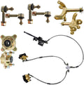 4 Stud Front Wheel Hubs + Steering Knuckle Spindles + Twin Brake Caliper Assembly + Tie Rod End Ball Joiner for Go Kart Karting ATV UTV Golf Cart 4 Wheeler Buggy Drift Trike Quad