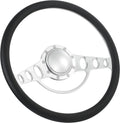15.5'' Billet Half Wrap 9 Bolts Steering Wheel with 2'' Dish and Horn Button(Black)