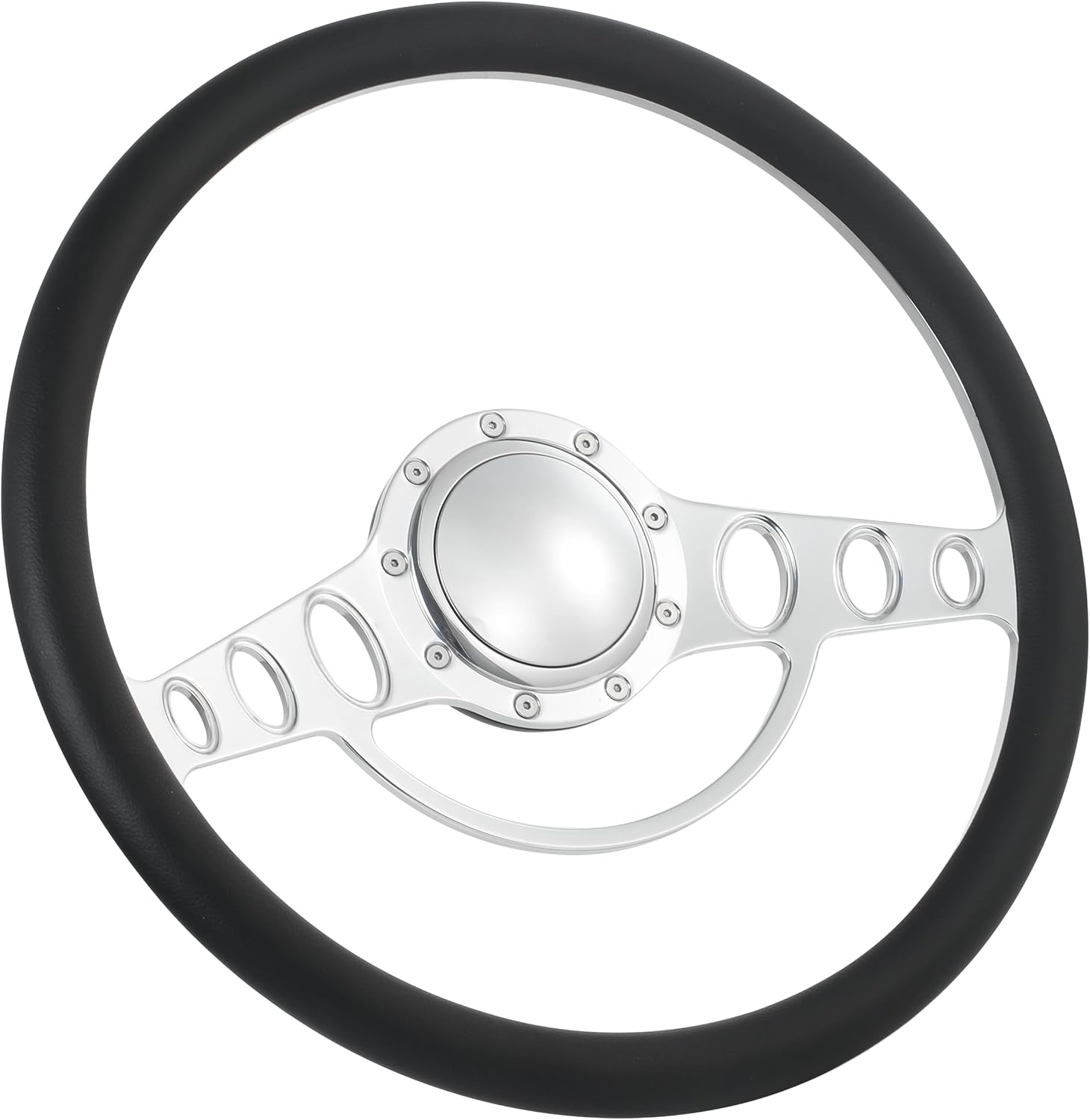 15.5'' Billet Half Wrap 9 Bolts Steering Wheel with 2'' Dish and Horn Button(Black)