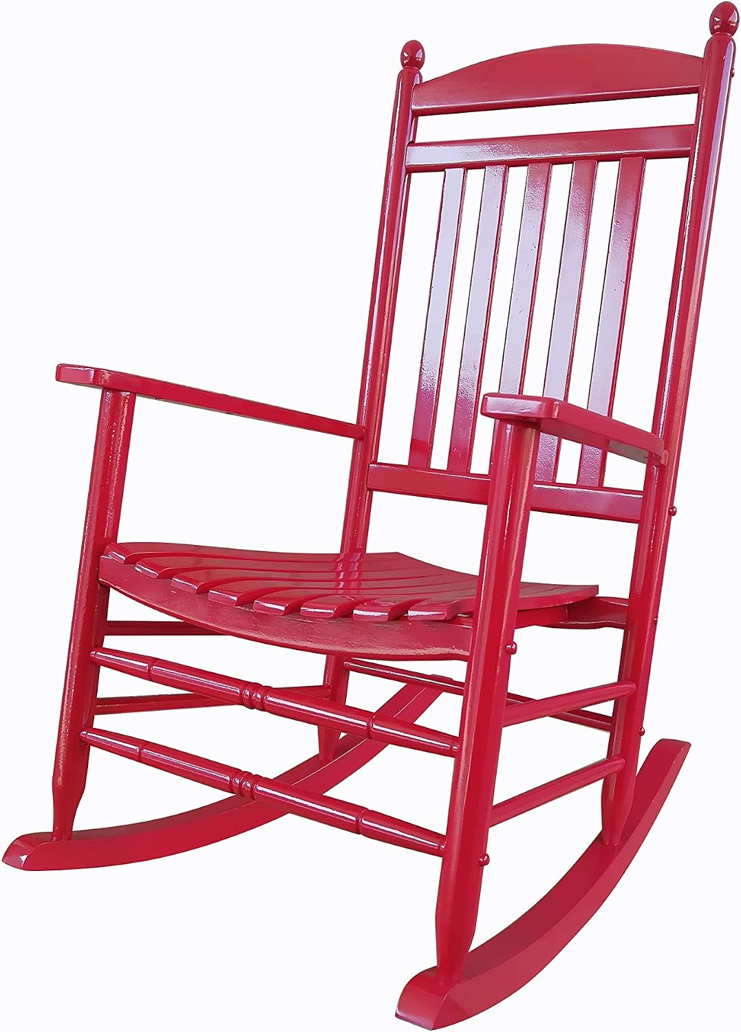 Rocking Rocker-A040RD Red Wood Porch Rocker/Outdoor Rocking Chair -Easy to Assemble-Comfortable Size-Outdoor or Indoor Use