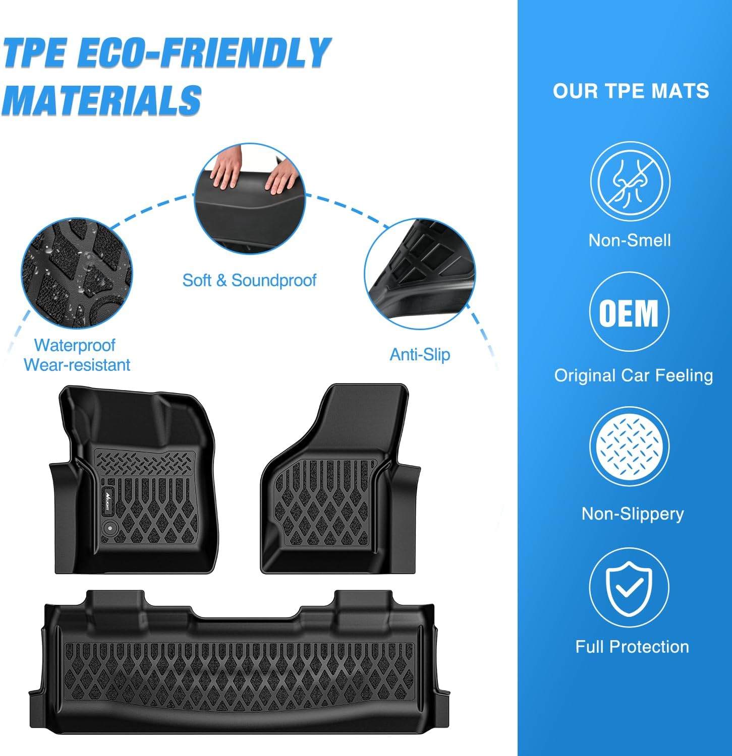 Nilight TPE Floor Mats for Ford F250 F350 F450 Super Duty Crew Cab 1999 2000 2001 2002 2003 2004 2005 2006 2007 All Weather Custom Fit Heavy Duty Floor Liners