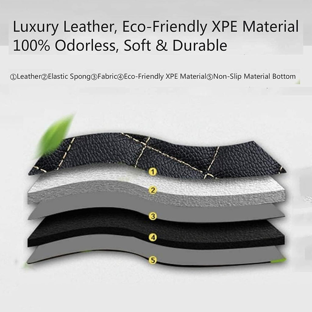 Custom All-Weather Car Floor Mats for Hyundai Elantra 2007-2016, Waterproof Anti-Slip Leather Mats Full Coverage 3D Design Cargo Liners Accessories, Wine Red