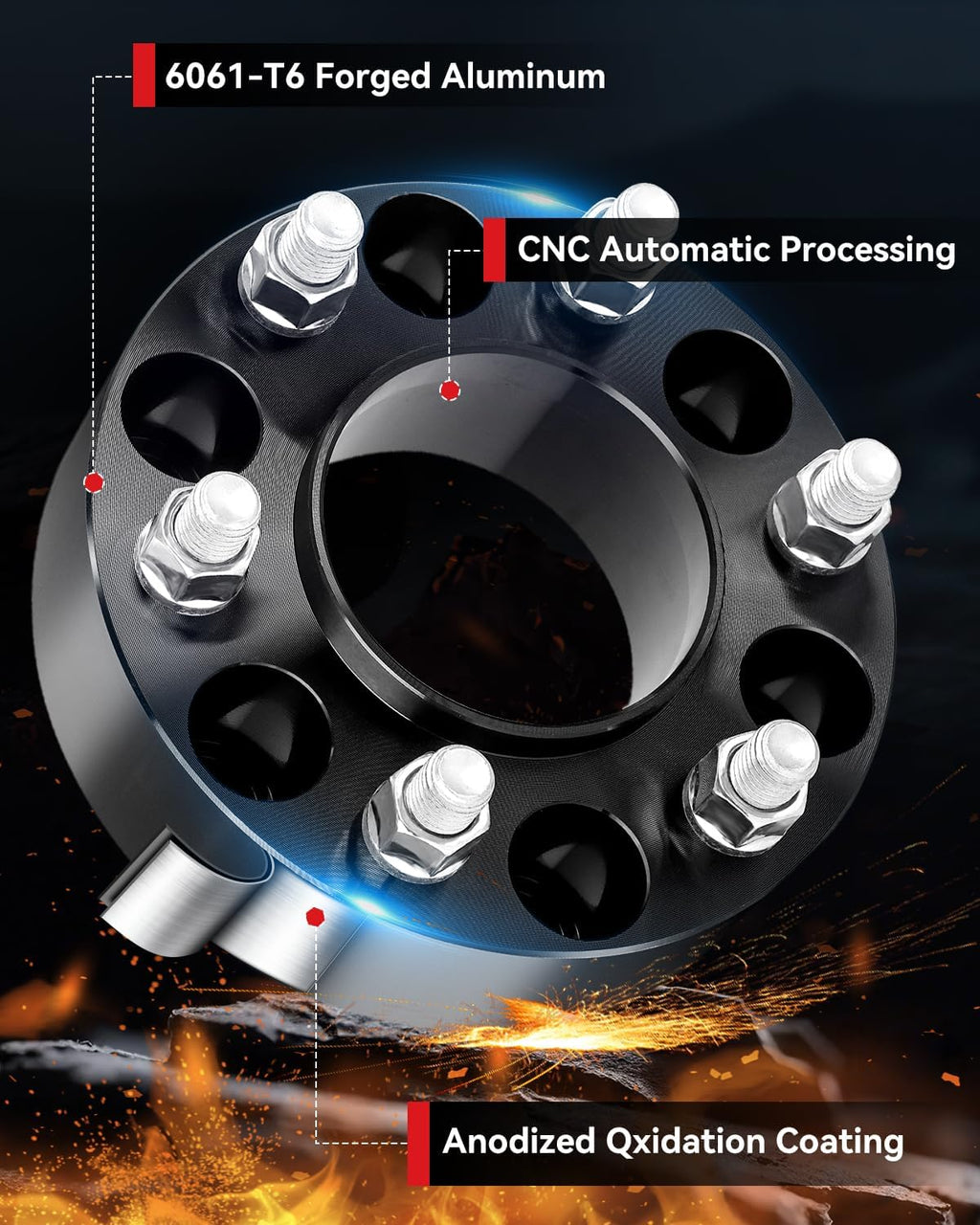YIZBAP 4PCS 6x135 to 6x5.5 Wheel Adapters for Sliverado 1500 Wheels on F150 Vehicle, 1.5 inch 6x135mm to 6x139.7mm Wheel Adapters 78.1mm Hub Centric and 87.1mm Hub Bore with M14x1.5 Studs