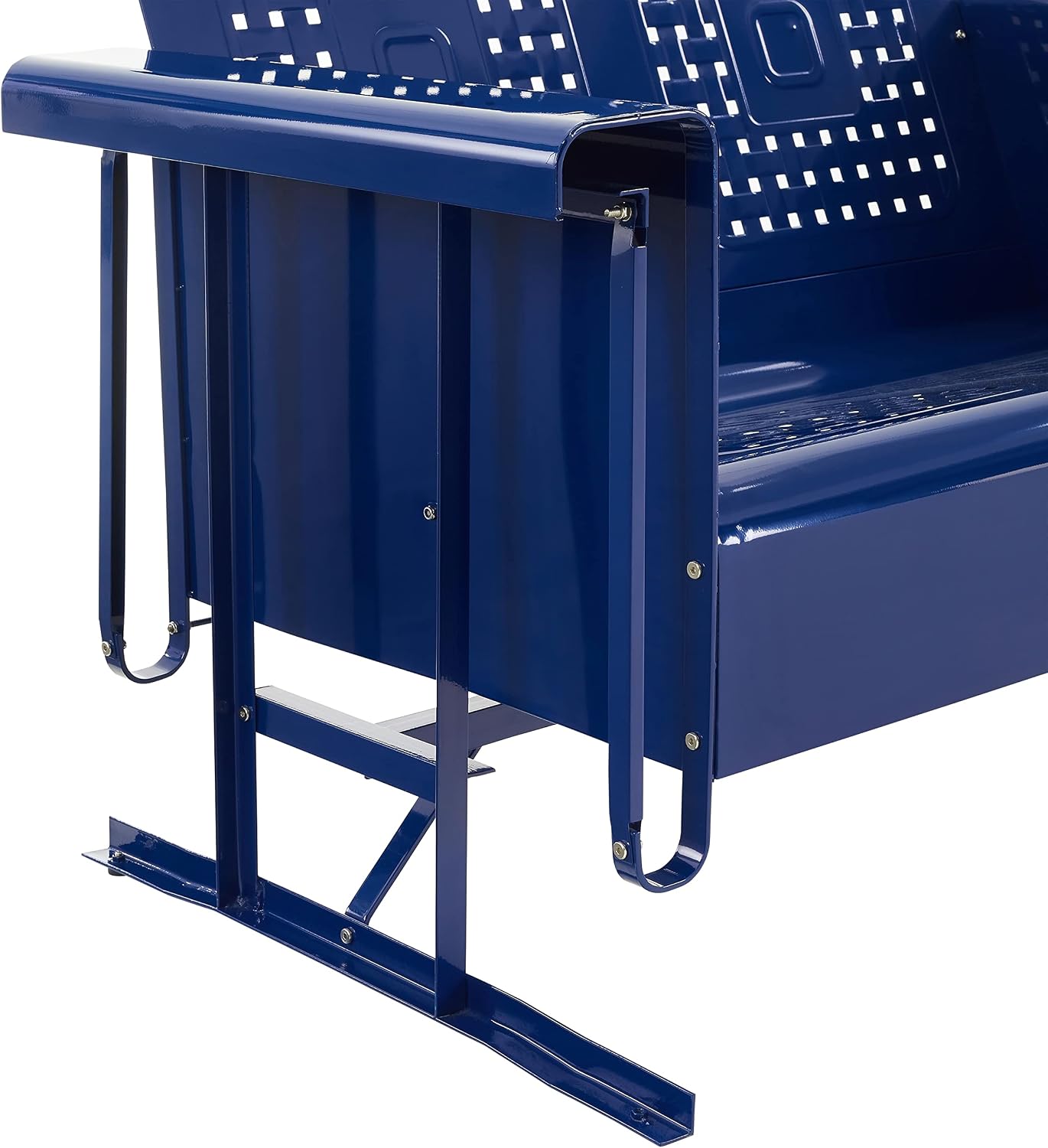 Crosley Furniture Bates Retro Metal Outdoor Sofa Glider, 3-Person Rocking Patio Bench for Porch, Deck, Navy Gloss