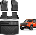 Custom Fit Floor Mats & Cargo Liners Compatible for 2015-2024 2025 Jeep Renegade Accessories All Weather TPE Rubber Protection Mat Black (Floor Mats+Cargo Liner)