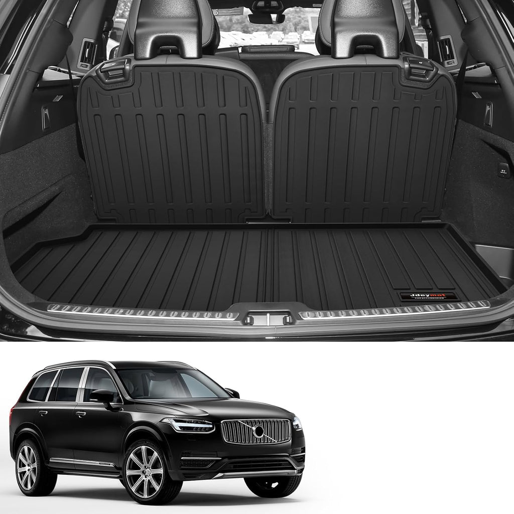 Custom for 2016-2026 Volvo XC90 Floor Mats 3 Rows Trunk Cargo Liner and 2nd 3rd Rear Seat Backrest Mat Full Set TPE All Weather Accessories (Only Fit Gas 7 Seat, 10 Mats，Not for Hybrid/PHEV)