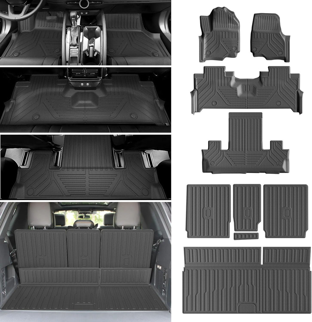 powoq 7 Seats Floor Mats Compatible with 2025 2026 Ford Expedition Cargo Mat Floor Liner Replacement for 2025-2026 Ford Expedition Accessories (Trunk Mat+Backrest Mats+Floor mats)
