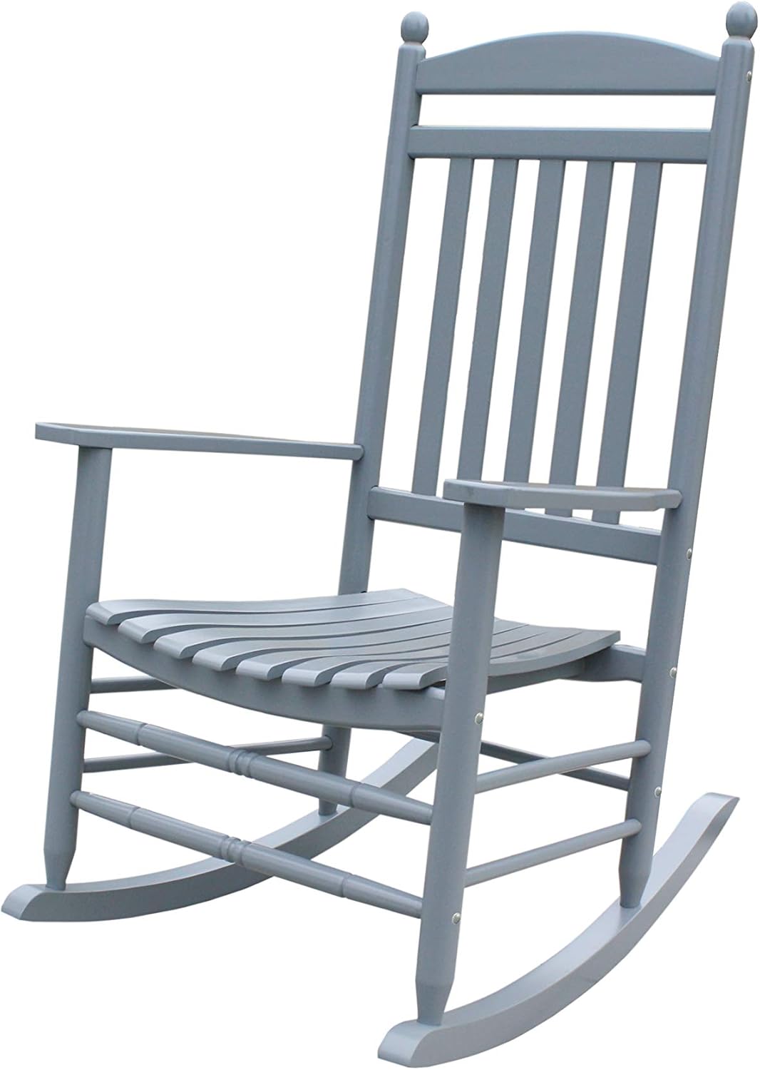 Rocking Rocker-A040GY Grey Wood Porch Rocker/Outdoor Rocking Chair -Easy to Assemble-Comfortable Size-Outdoor or Indoor Use