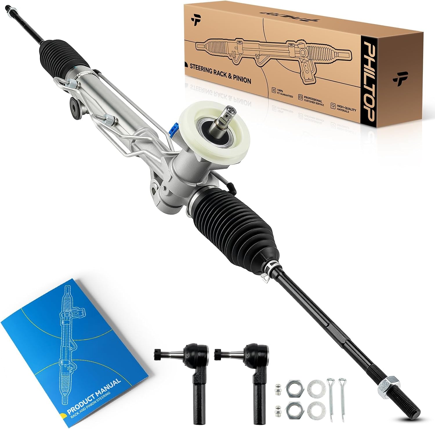 PHILTOP Hydraulic Power Steering Rack & Pinion Kit for 1997 Century, 1998-2002 Century Custom, with Outer Tie Rod Ends, Replace# 22-186