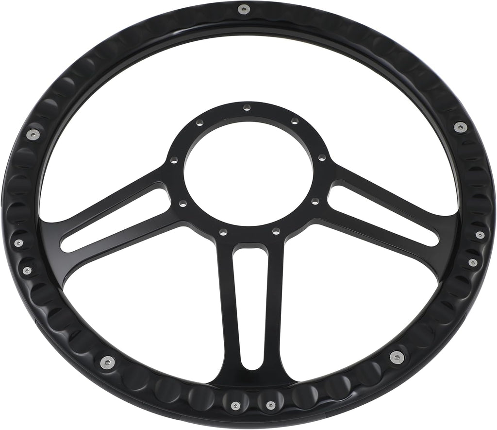 14'' Billet Half Wrap 9 Bolts Steering Wheel with 2'' Dish and Horn Button(Blue)