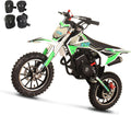 58cc Dirt Bike, 4-Stroke Gas Power Mini Pit Bike,Off-Road Motorcycle for Kids,Pull Start,10' Tires,with Child Protective Equipment Sets(GreenWhite)