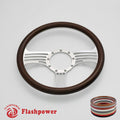14'' Billet Half Wrap 9 Bolts Steering Wheel with 2'' Dish and Horn Button(Black)