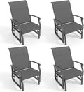Giantex 4-Pack Outdoor Glider Rocking Chairs, Rockers with Ergonomic Backrest & Seat, Extra Armrests, Metal Frame, Anti-Scratch Foot Pads, Load 350Lbs, Patio Gliders for Porch, Yard, Garden, Grey