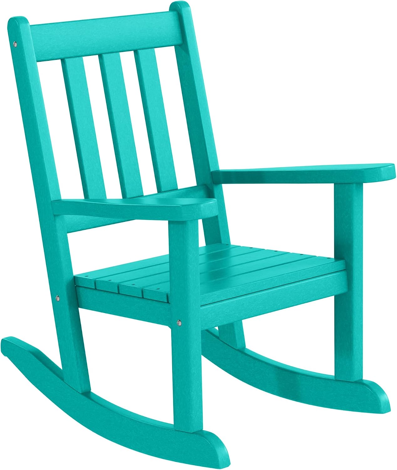 WestinTrends Malibu 3-Piece Kids Outdoor Rocking Chairs Set with Kids Square Side Table, Turquoise