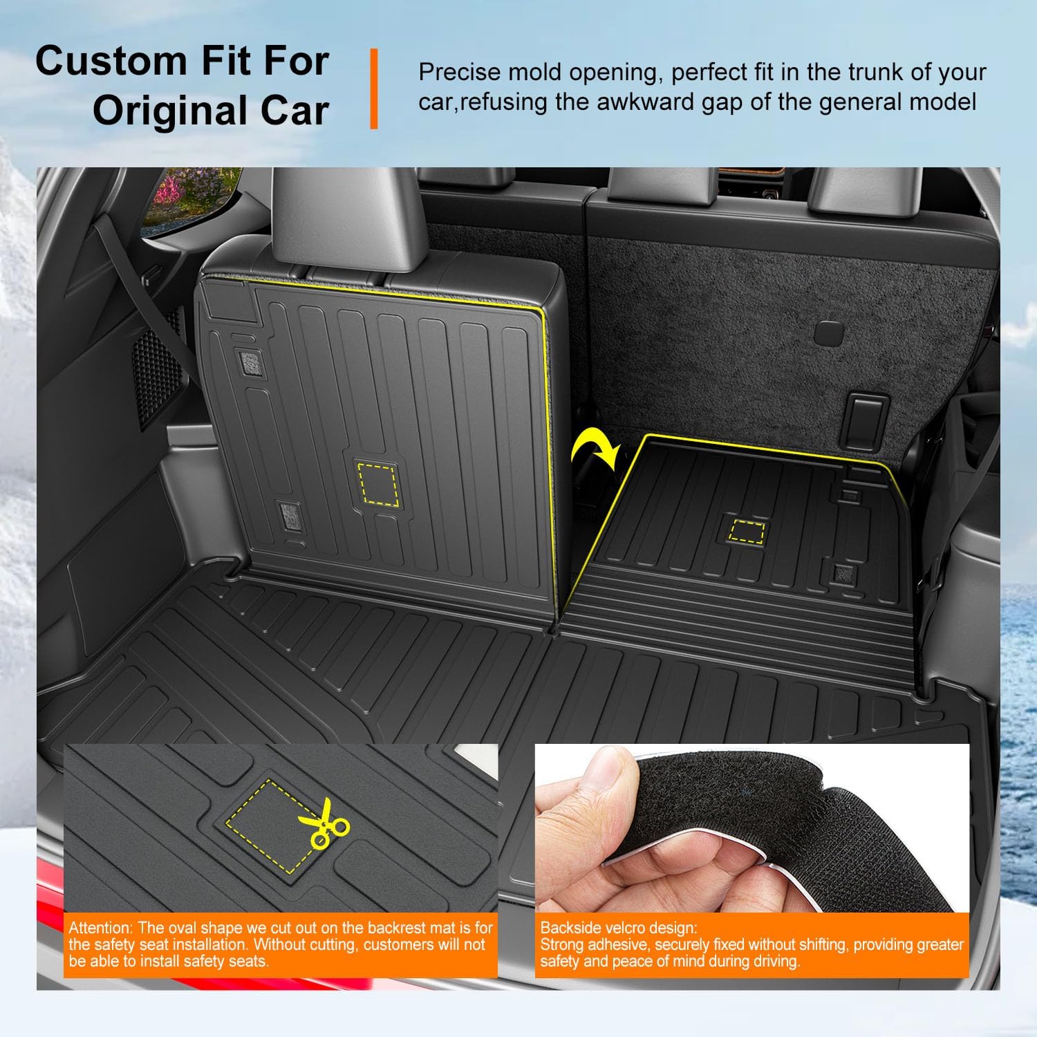 powoq 6&7 Seats Floor Mats Compatible with 2024-2026 Lexus TX350 TX500H TX550H+ Cargo Mat Cargo Liner Replacement for 2024 2025 2026 Lexus TX Accessories (Trunk Mat with Backrest Mat+Floor Mats)