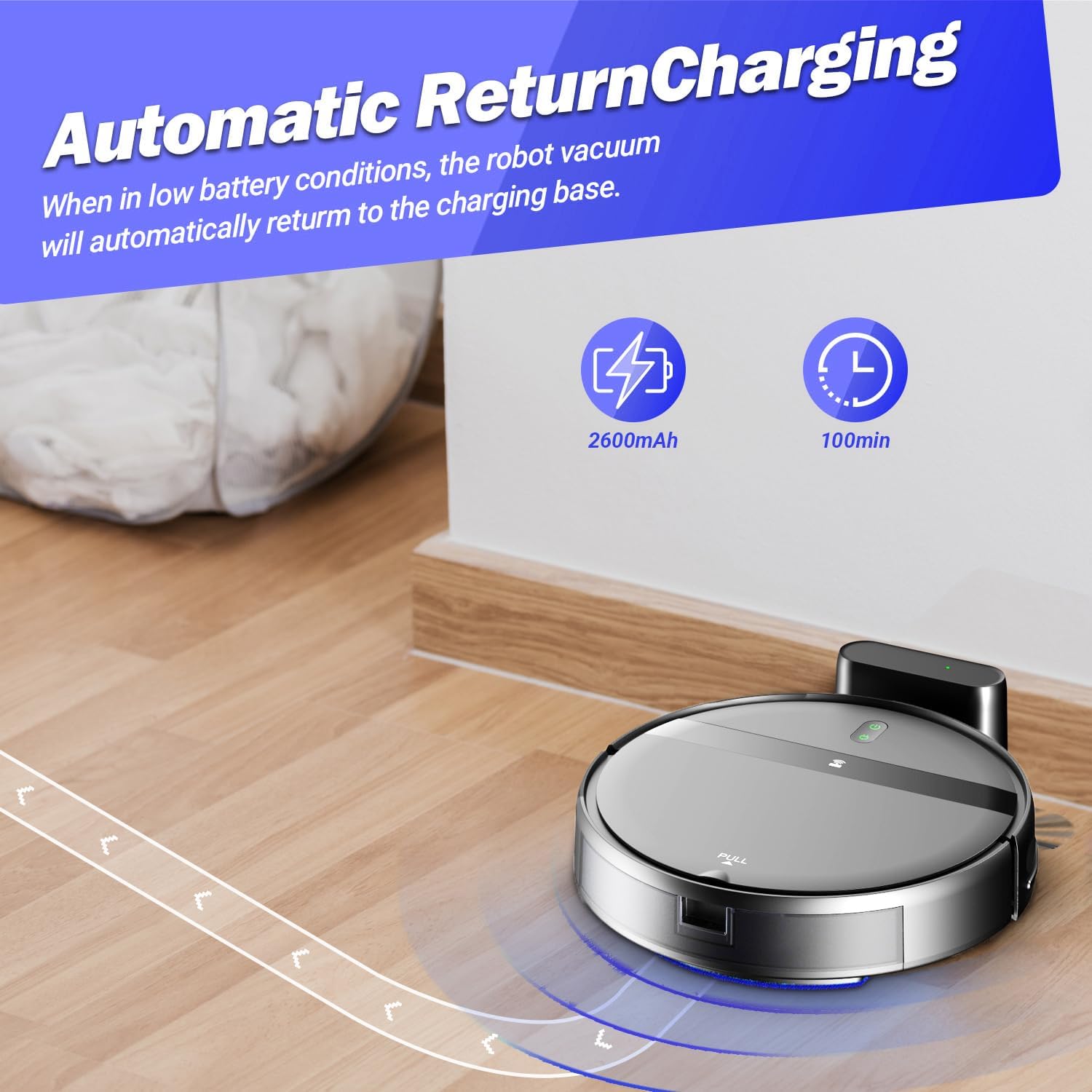 Robot Vacuum Mop Combo, WiFi/App/Alexa, 2-in-1 Robot Vacuum and Mop Combo, Robotic Vacuum Cleaner, Self-Charging, Quiet, Tangle-Free Suction Robot Vacuum Cleaner for Pet Hair/Carpet/Hard Floor