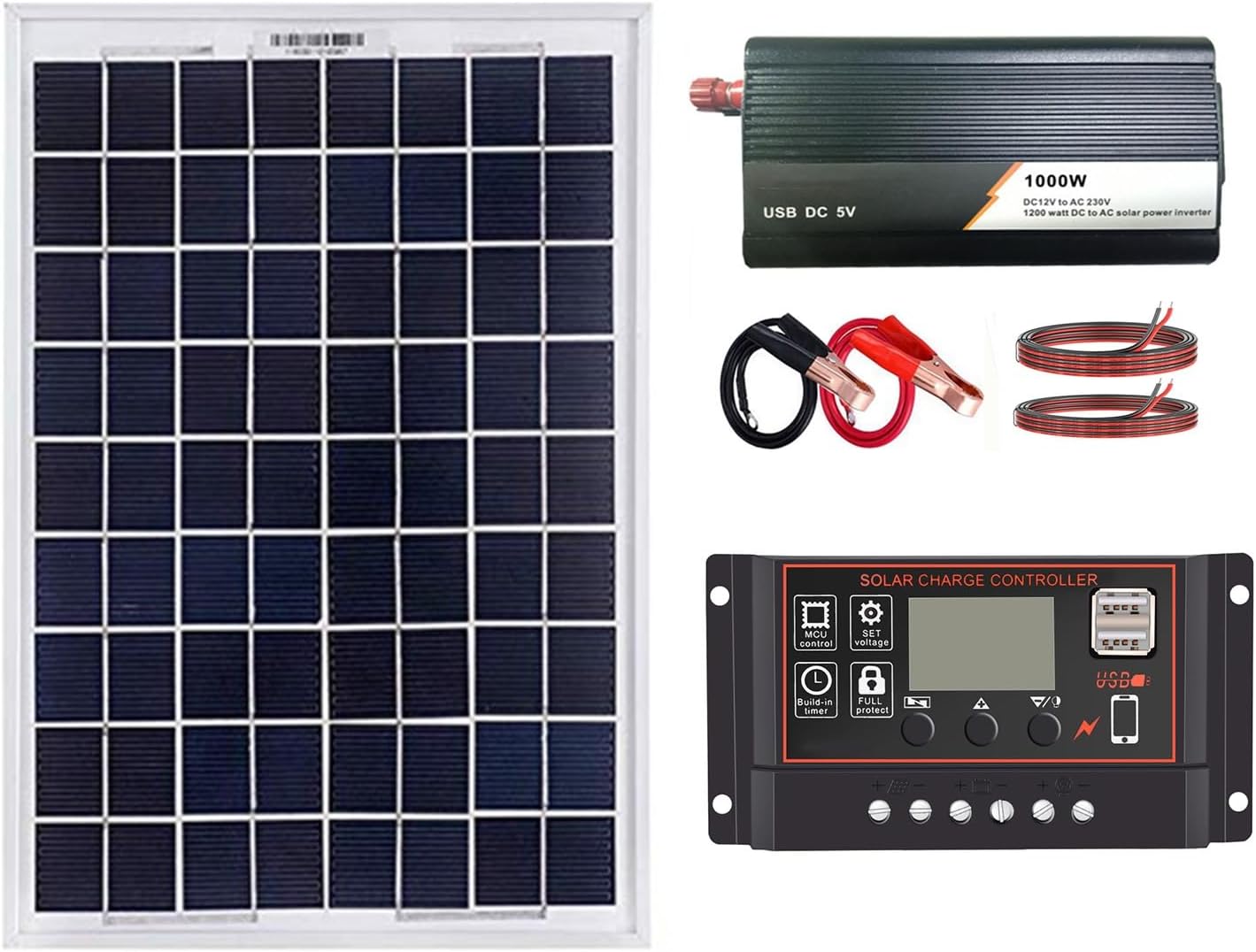 1000W Photovoltaic Solar Panel Power System 30A40A50A60A Solar Controller Inverter 1000W Solar Power System Set (Color : 1000W40A)