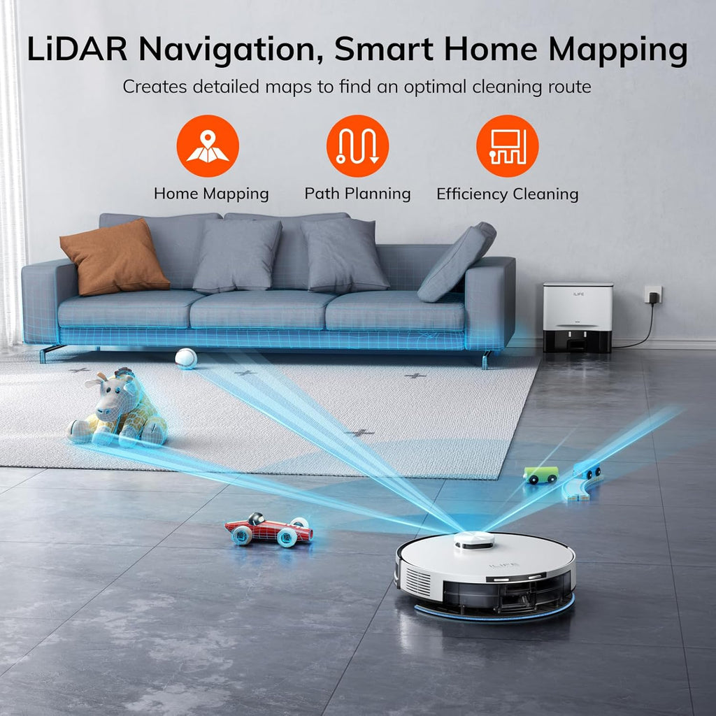 ILIFE A30 Pro Robot Vacuum and Mop Combo, Self Emptying Robot Vacuum Cleaner + Replacement Dust Bags, 5 Pack Included