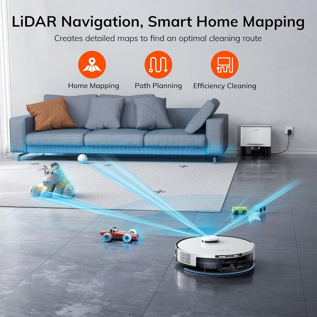 ILIFE A30 Pro Robot Vacuum and Mop Combo, Self Emptying Robot Vacuum Cleaner + A30 Pro Replacement Filters, 10 Pcs Included