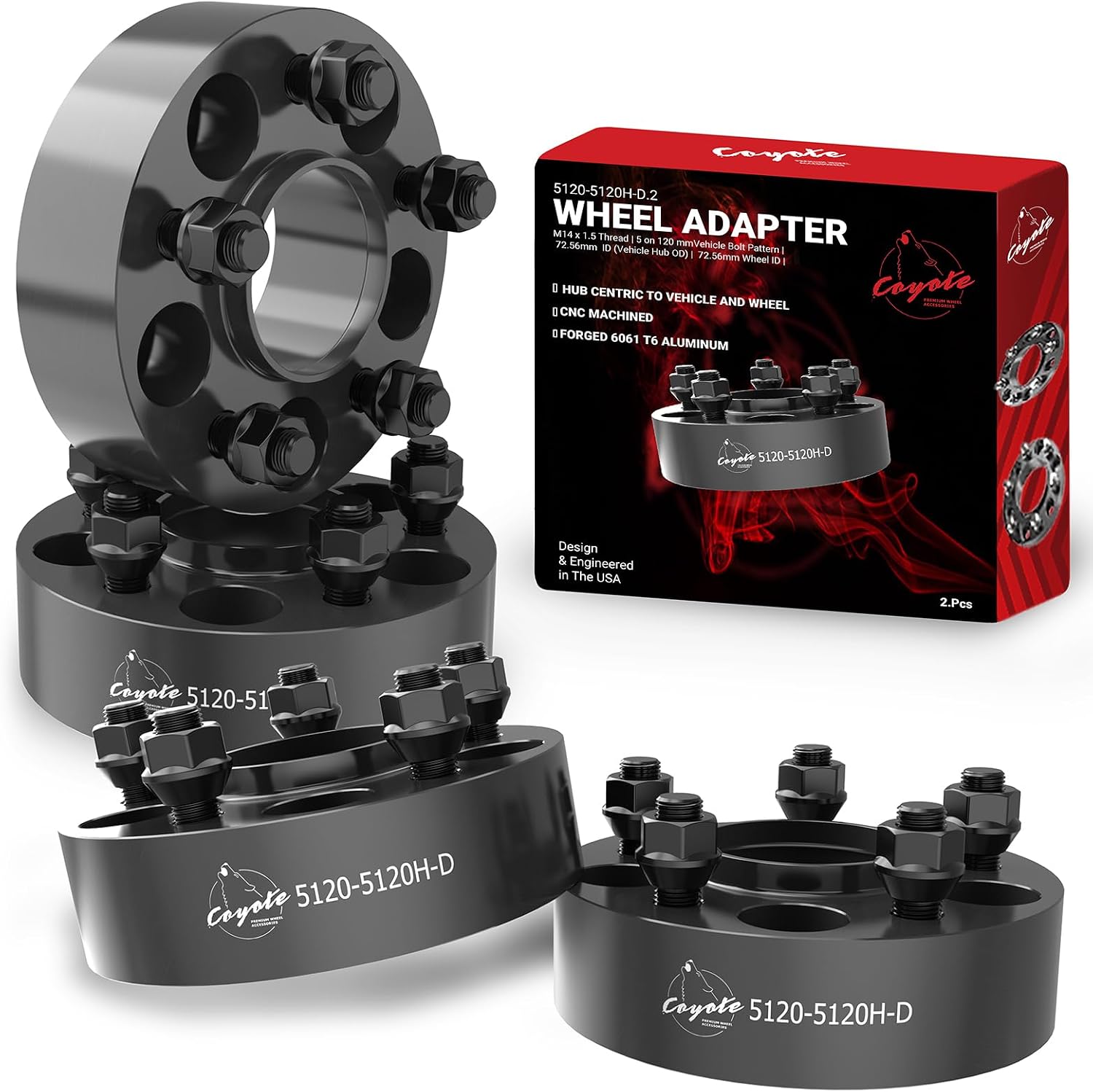 Wheel Accessories Parts 4 Pcs Hub Centric Wheel Spacers 5 on 120mm 5x120mm 1.75 Inch Thick 72.56mm Hub M14x1.5 14x1.5 Thread Stud Fits Land Rover Range Rover Sport Range Rover Discovery Defender 110