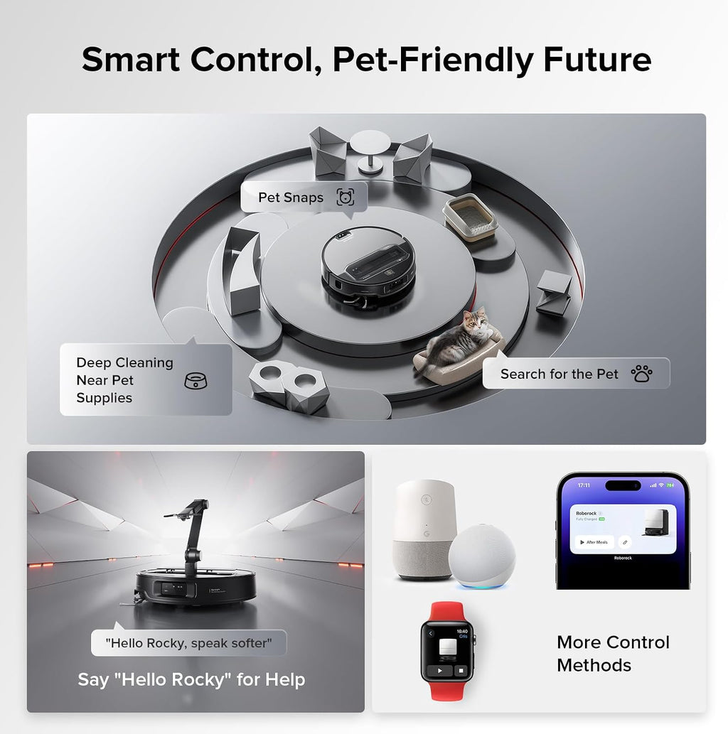 roborock Saros Z70 Robot Vacuum and Mop, OmniGrip Arm, AI-Powered, 22,000Pa Suction, 3.14'' Ultra Slim, FlexiArm Riser Technology, AdaptiLift Chassis, Obstacle Avoidance, Auto Mop Washing & Drying