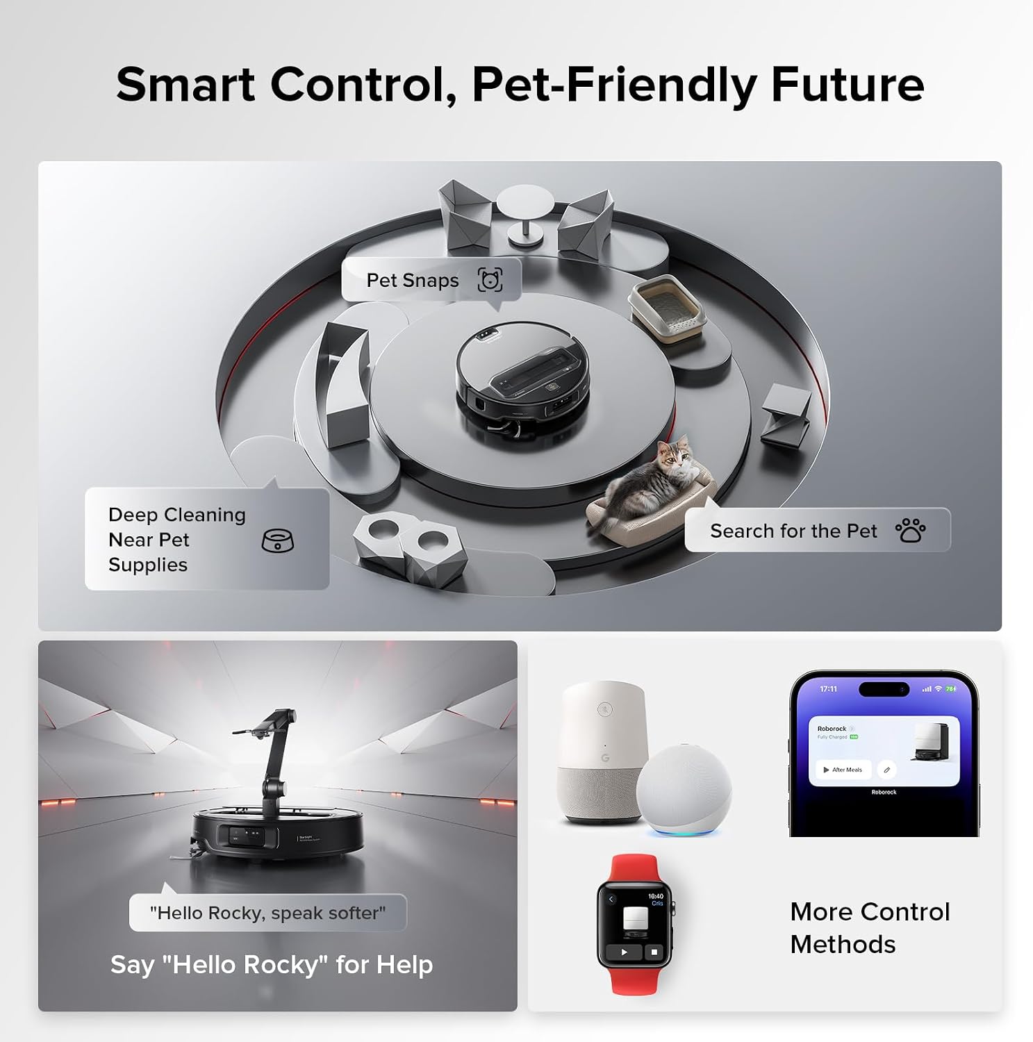 roborock Saros Z70 Robot Vacuum and Mop, OmniGrip Arm, AI-Powered, 22,000Pa Suction, 3.14'' Ultra Slim, FlexiArm Riser Technology, AdaptiLift Chassis, Obstacle Avoidance, Auto Mop Washing & Drying