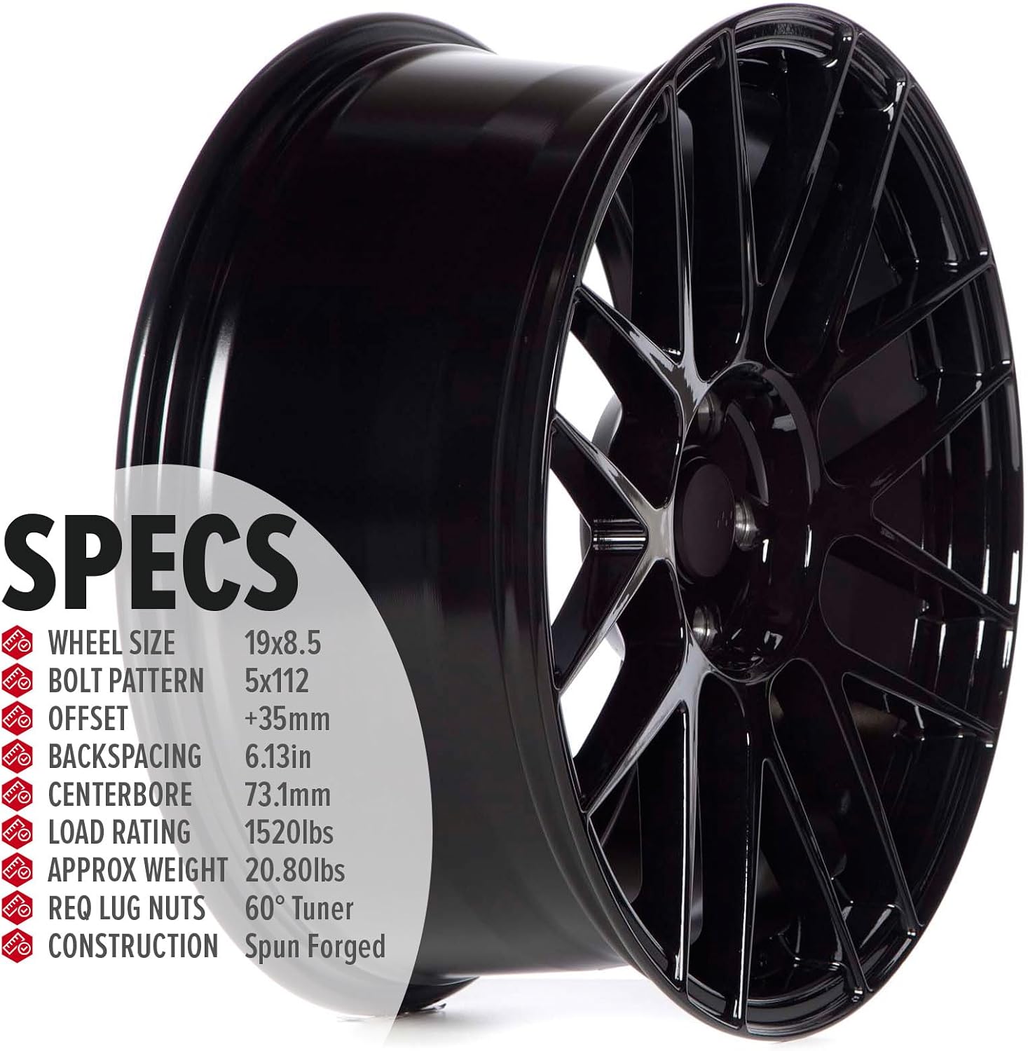 Circuit Performance CSF11 19x8.5' Gloss Black 5x112 [+35mm] Wheel Compatible with Audi, VW, Mercedes, BMW