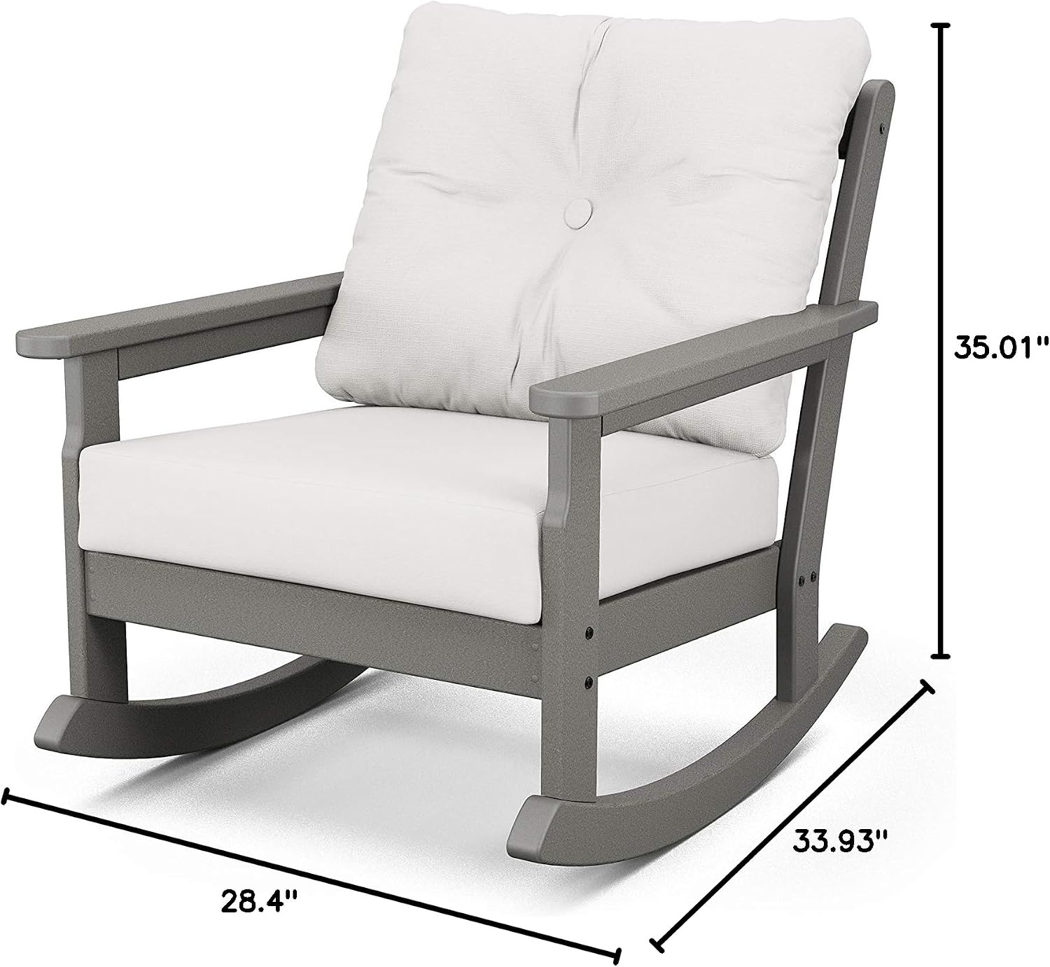 Polywood® Vineyard Deep Seating Rocking Chair in Slate Grey/Natural Linen