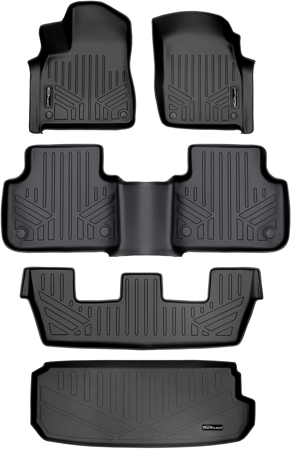MAXLINER Custom Fit Floor Mats 3 Rows and Cargo Liner Behind 3rd Row Set Compatible with 2017-2025 Audi Q7 / SQ7