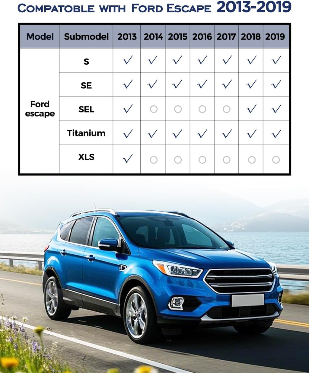 Custom Fit Floor Mats & Cargo Liner & Rear Seat Back Protectors for Ford Escape 2013-2019, All-Weather Rubber Mats, Full Interior Protection for SUV, Durable & Easy to Clean