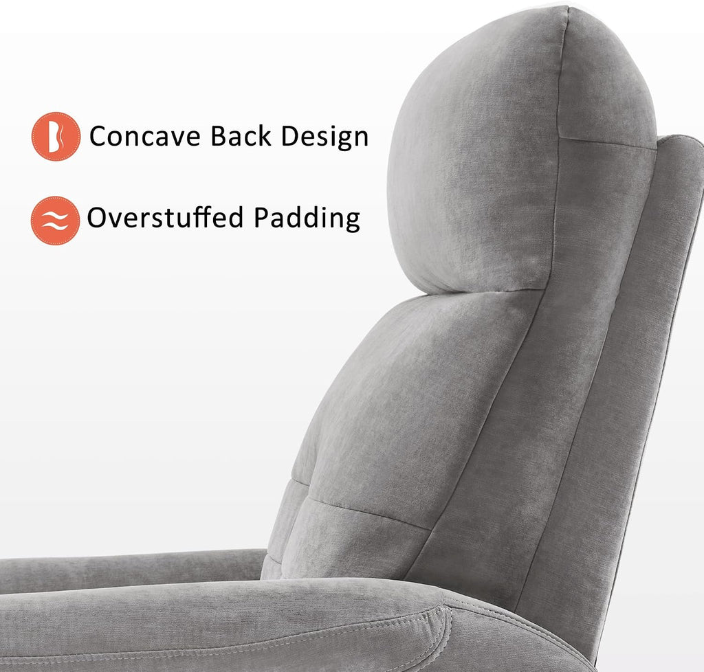 MCombo Power Swivel Glider Recliner Chair, Electric Rocker Recliner Chairs with USB Charging Ports for Living Room and Nursery, Fabric 7763 (Light Grey)