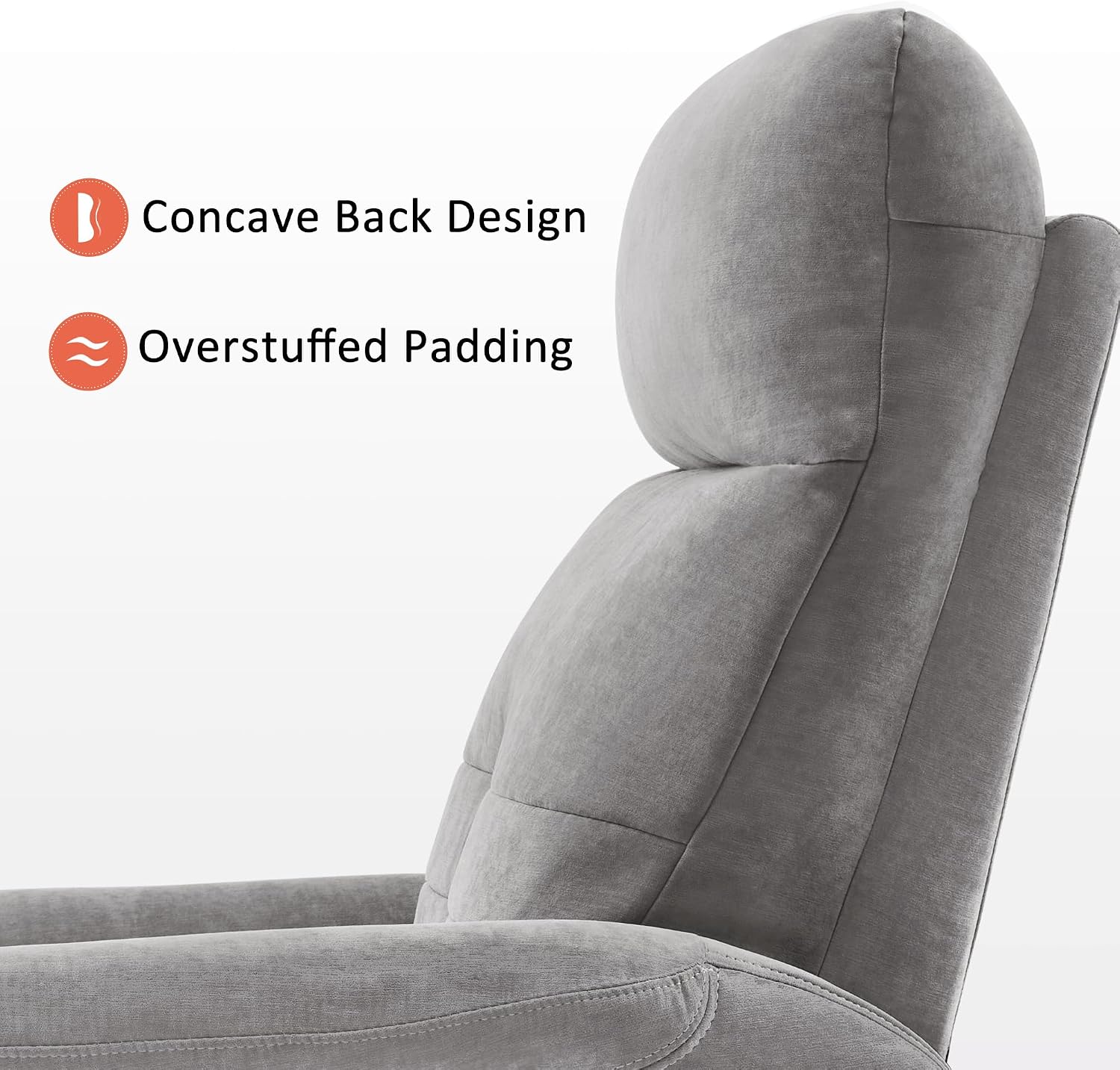 MCombo Power Swivel Glider Recliner Chair, Electric Rocker Recliner Chairs with USB Charging Ports for Living Room and Nursery, Fabric 7763 (Light Grey)