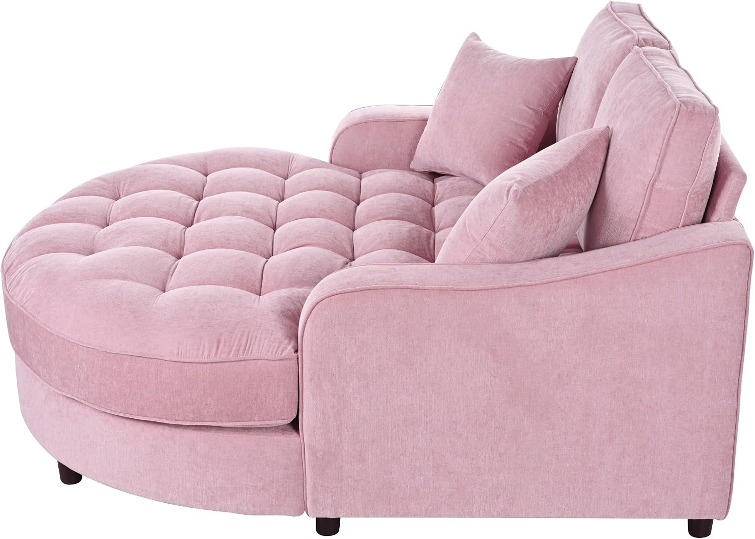 Merax 55' Modern Chaise Lounge Sofa Bed, Chenille Upholstered Couch with Tufted Seat and Removable & Adjustable Pillows for Living Room, Pink