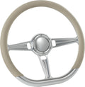 14' Satin Billet Steering Wheel with Half Wrap and Horn Button (Tan)