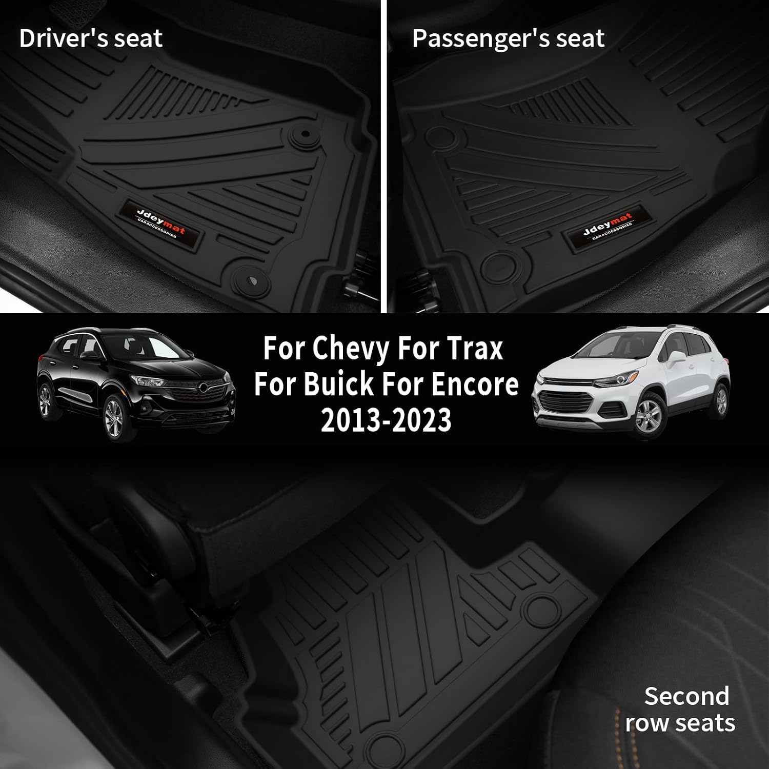 for 2013-2023 Chevy Trax/Buick Encore(Not fit Encore GX) Floor Mats Trunk Cargo Liner and Backrest Mat All Weather TPE Rubber Protection Mat Accessories (Full Set)