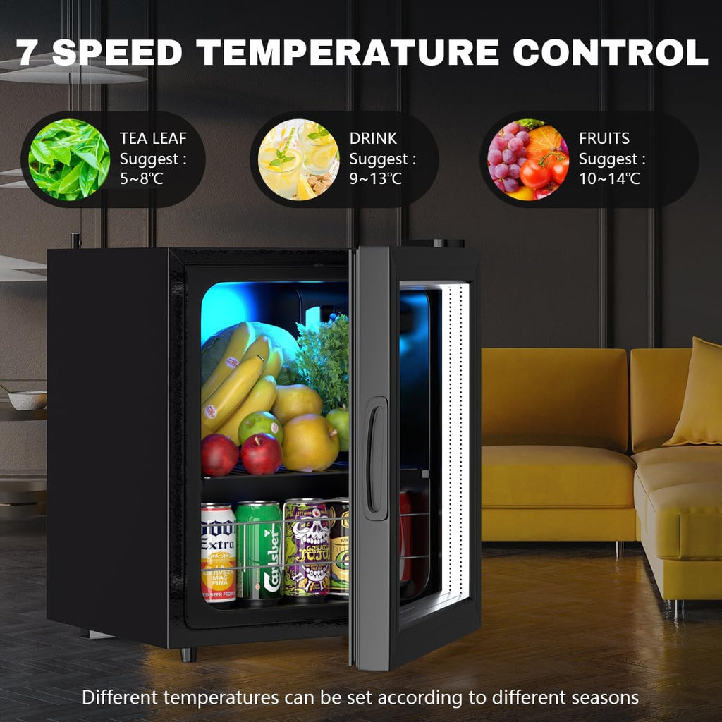 Wine Cooler Refrigerator Small Mini Fridge Freestanding Beverage Cooler, 75 Can Beverage Refrigerator with Adjustable Shelving Glass Door for Beer Soda or Wine Perfect Office Home or Bar Black