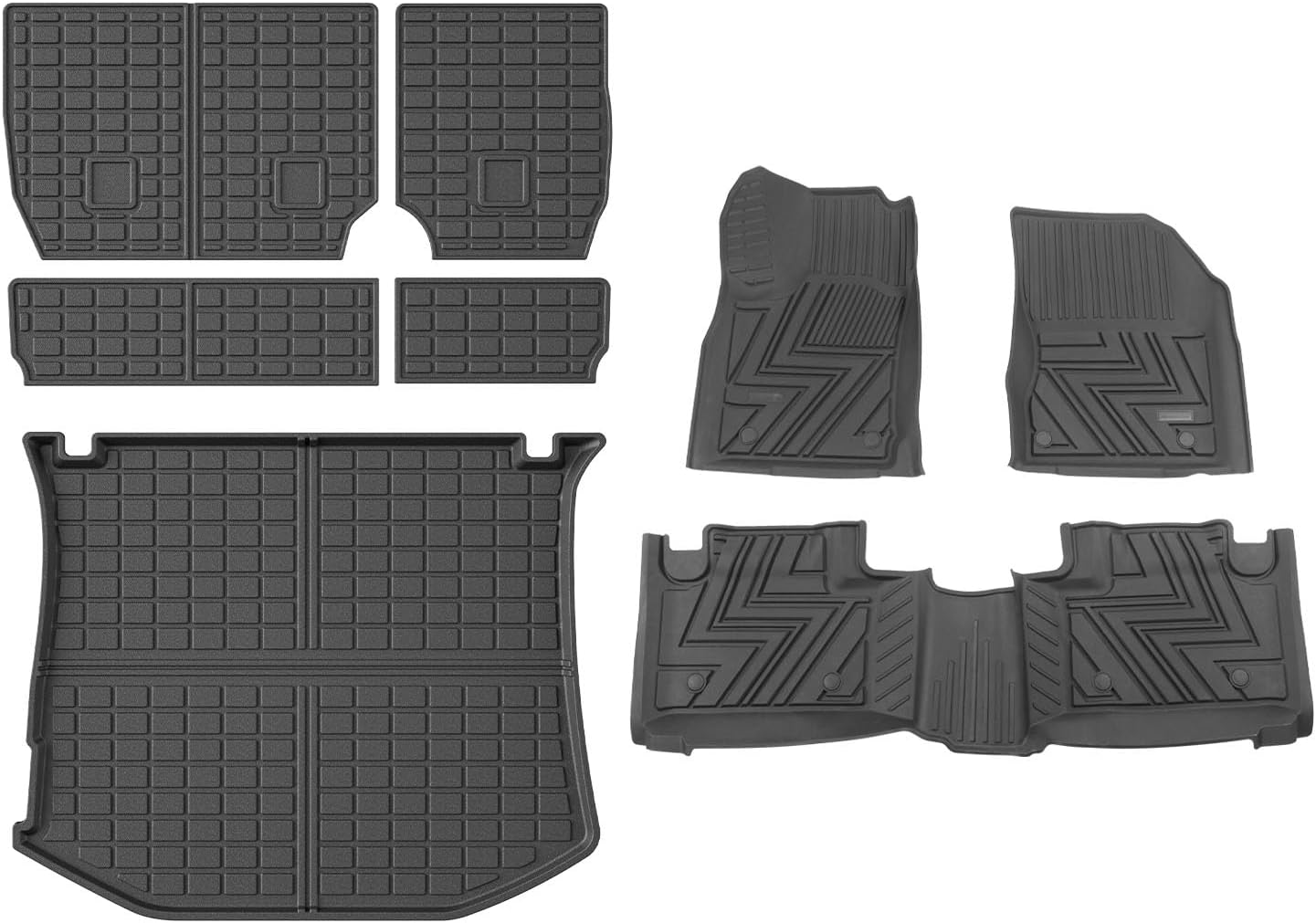 powoq Floor Mats Compatible with 2011-2021 Jeep Grand Cherokee Cargo Mat Floor Liner Cargo Liner TPE Replacement for 2011-2021 Jeep Grand Cherokee Accessories (Trunk Mat+Backrest Mats+Floor mats)