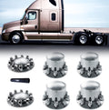 TORQUE Chrome Front and Rear Axle Complete Wheel Cover Set 33mm Screw-on Lug Nut Covers for Semi Trucks (Installation Tool Included) Standart Hub Caps Kit (2 Front & 4 Rear) (TR082)