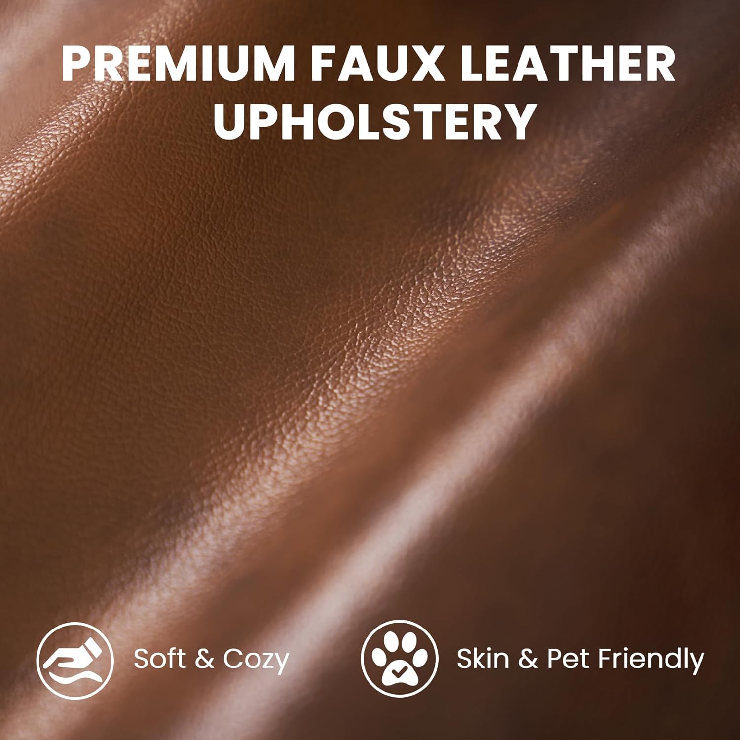 Vesgantti 100' PU Faux Leather Sofa with Movable Ottoman, 3 Seater L Shaped Leather Sectional Couch with Side Pocket, Comfy Mid Century Modern Modular Couch for Living Room, Apartment, Cocoa