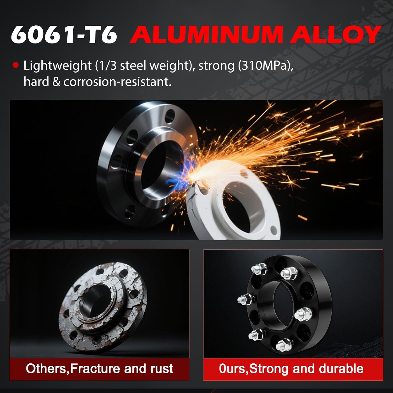 6x5.5 Wheel Spacers 1.5 inch (6x139.7mm) PCD 93.1mm Hub Bore M12x1.5 Studs Aluminum CNC Wheel Adapters 4pcs Car Wheel Accessories Parts Fit for Ranger Bronco Ranger Eudm 2011-2021 Up Model