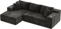 Homall 109' Boneless Couch with Memory Foam, Modular Sectional Sofa with L-Shape Chaise, Cloud Couch with Deep Seat, Dual Cup Holders & Side Pockets, No Assembly Required (Black)