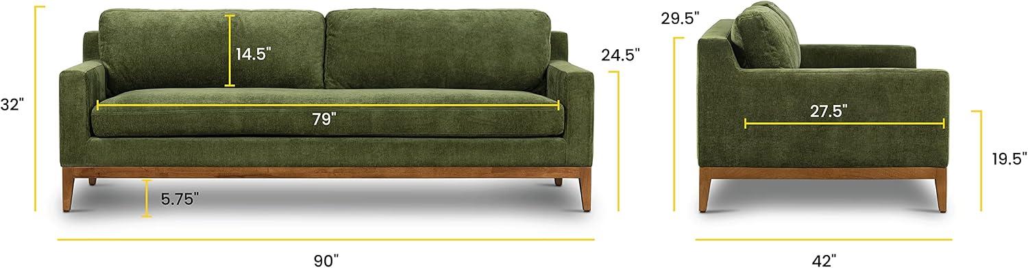 POLY & BARK Zyon Sofa, Distressed Green Velvet