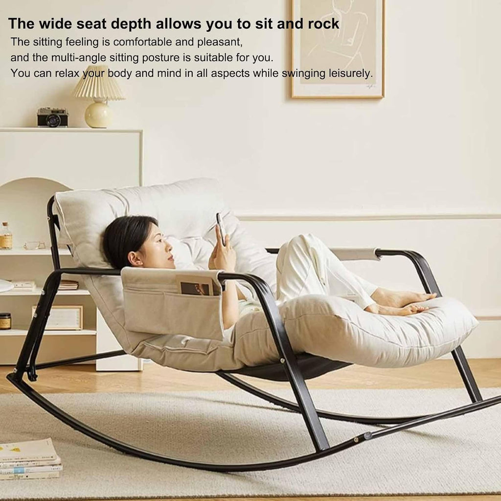 Patio Rocking Chairs, Egg Chair Outdoor, Indoor Papasan Chair, Upholstered Glider Rocker Chair, Modern Rocking Chair, Comfy Side Chair for Living Room Bedroom Garden,Gray
