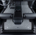 Compatible with Tesla Model Y(2020-2025) Floor Mats Luxury Leather + Topper Carpet Compatible with Tesla Model Y 5 Seater Floor Liners All-Weather (Black/Beige)