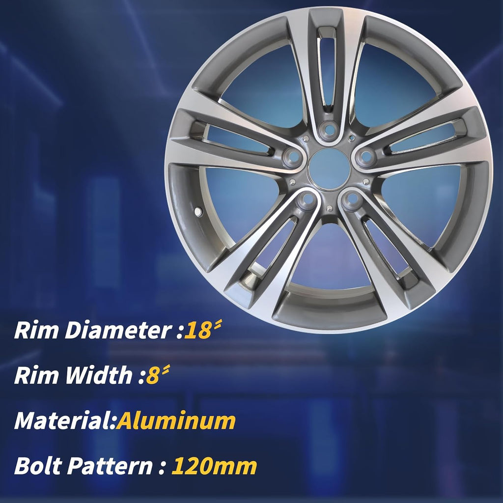 18' X 8' Wheel Rim Fits for BMW 3 Series 4 Series OEM Design Wheel 18' 18x8 Machined Grey 2012-2020 Single Replacement Rim