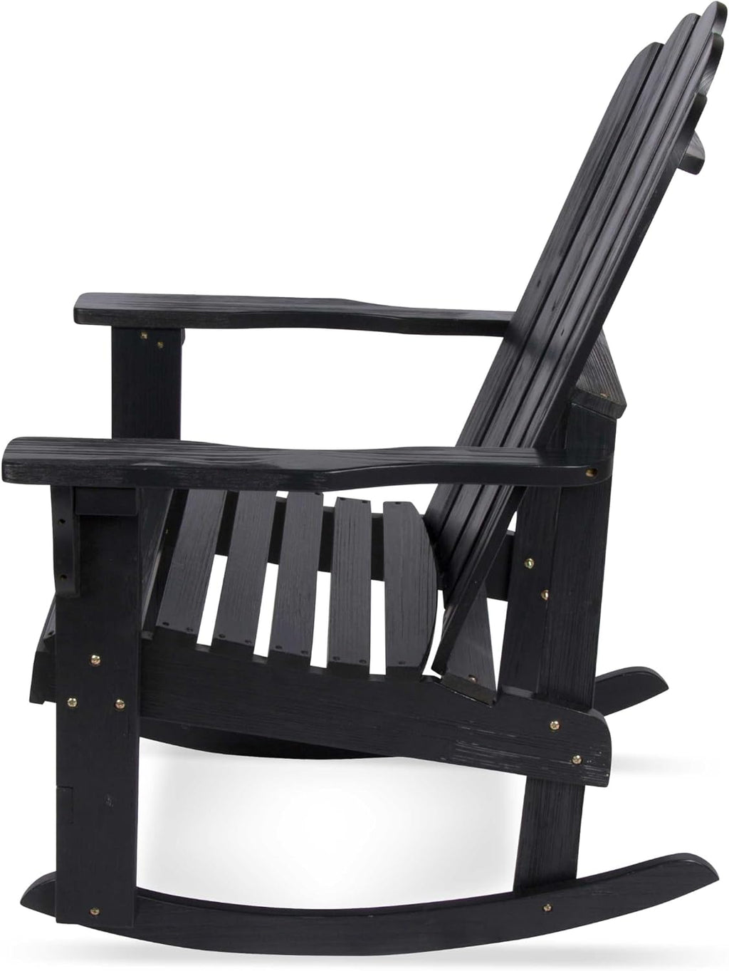 Shine Company Marina Adirondack Porch Rocker, Indoor Outdoor Wood Rocking Chair, Black